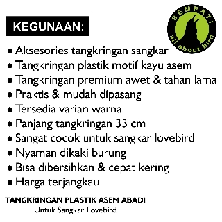 TANGKRINGAN LOVEBIRD VIRAL PLASTIK  MOTIF  KAYU  ASEM ABADI 