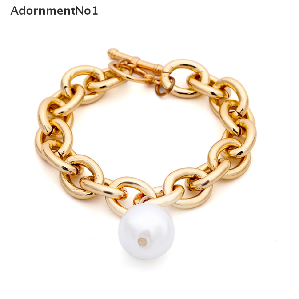 (AdornmentNo1) Gelang Tangan Rantai Tebal Aksen Mutiara Imitasi Gaya Boho Untuk Wanita