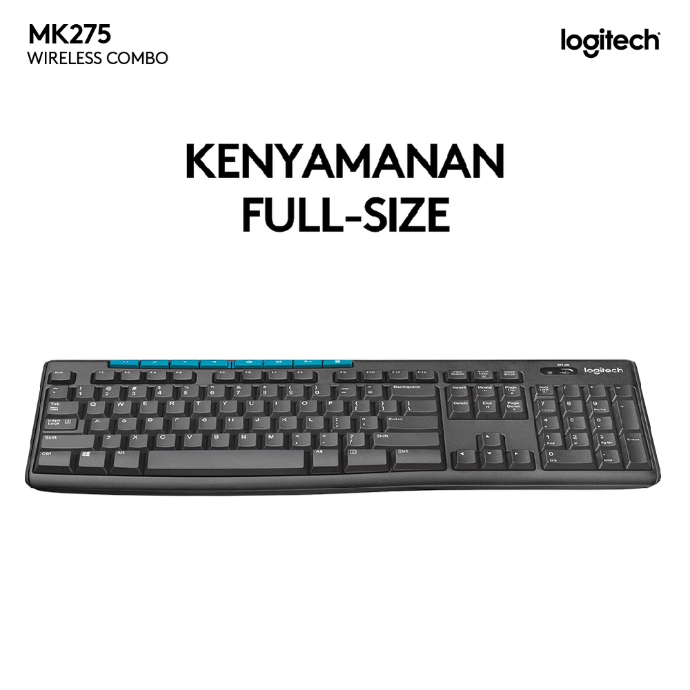 Logitech MK275 Combo Keyboard dan Mouse Wireless dengan Tombol Multimedia