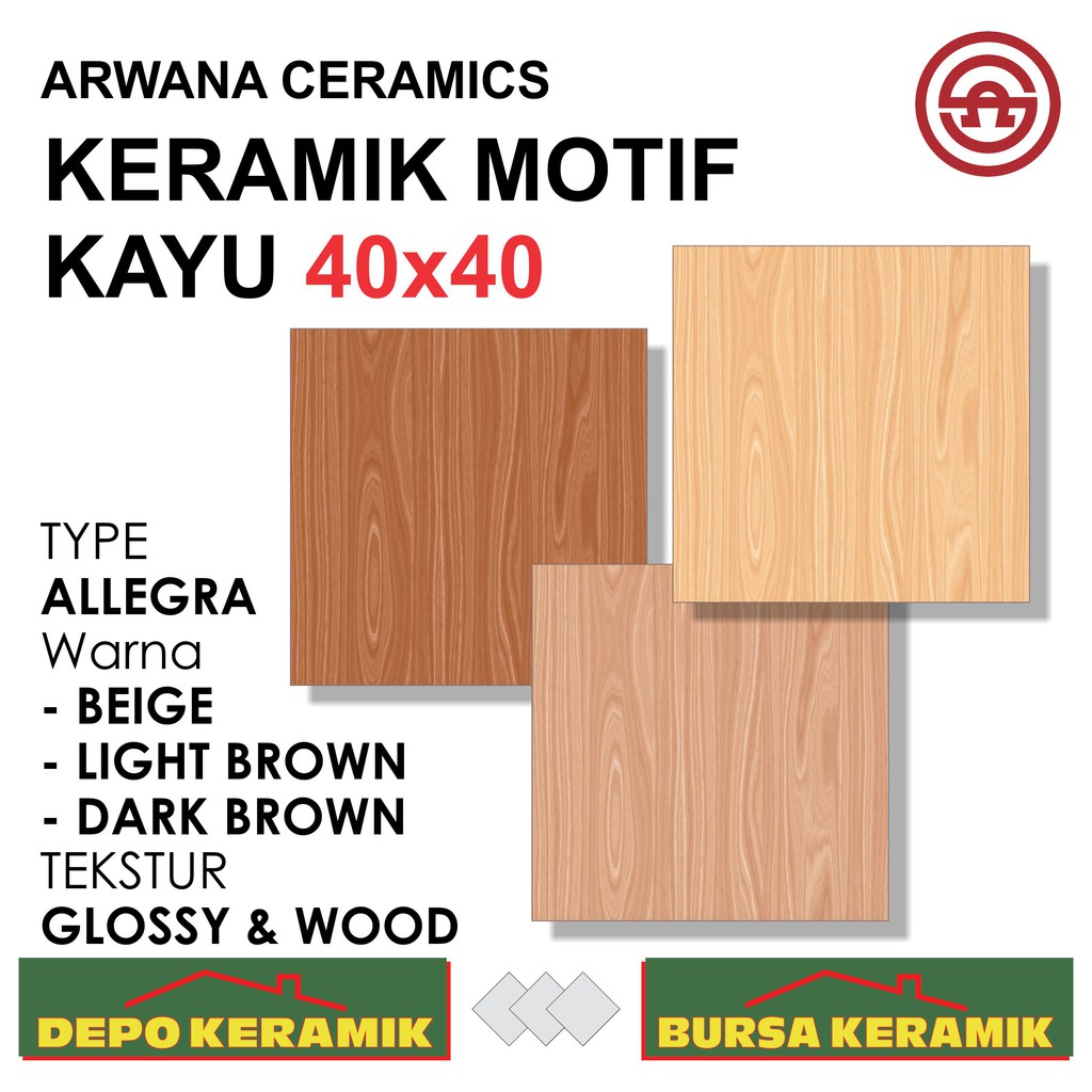 keramik lantai motif kayu 40x40 allegra series    arwana   glossy   wood