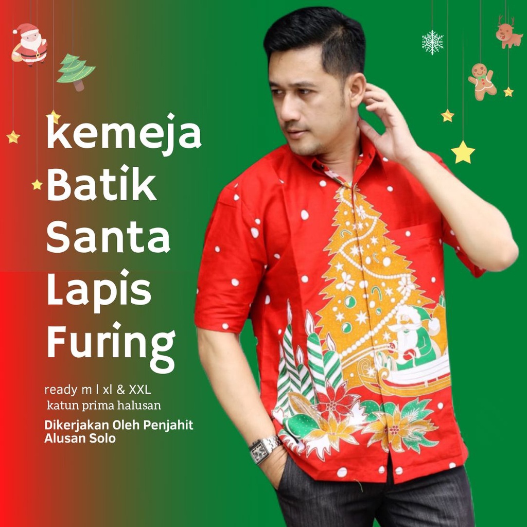 Dress  natal santa katun ori batik solo bisa seragaman dan custom size