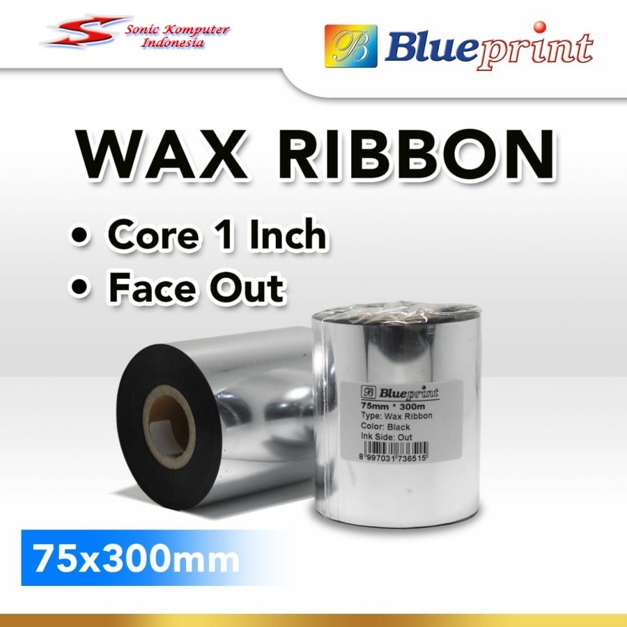 Ribbon Wax Barcode Label 75x300m BLUEPRINT Thermal Transfer Ribbon