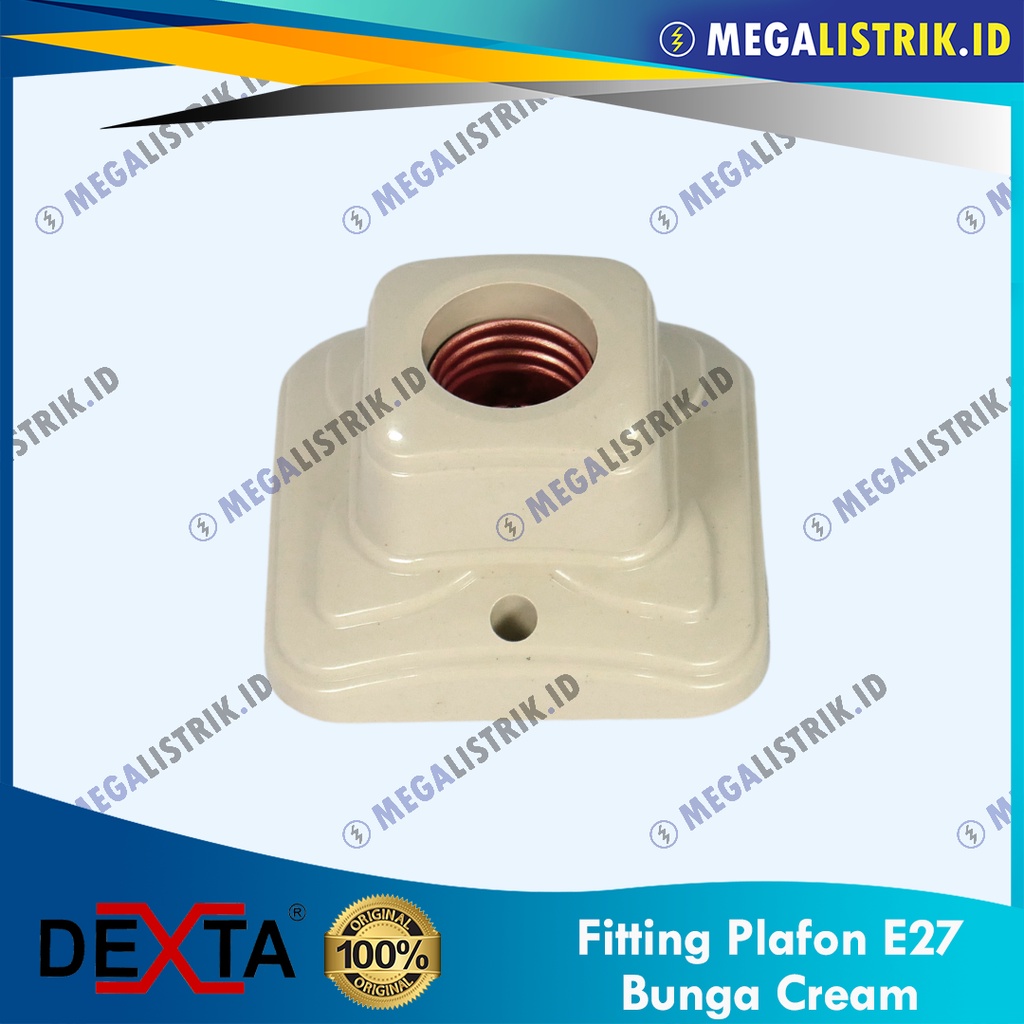 DEXTA FITTING PLAFON BUNGA E27 CREAM / LAMP HOLDER FITING / RUMAH LAMPU OVAL KEMBANG E-27 DX-504K-CR