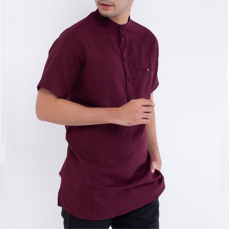 Baju Kurta Lengan Pendek Pria Polos