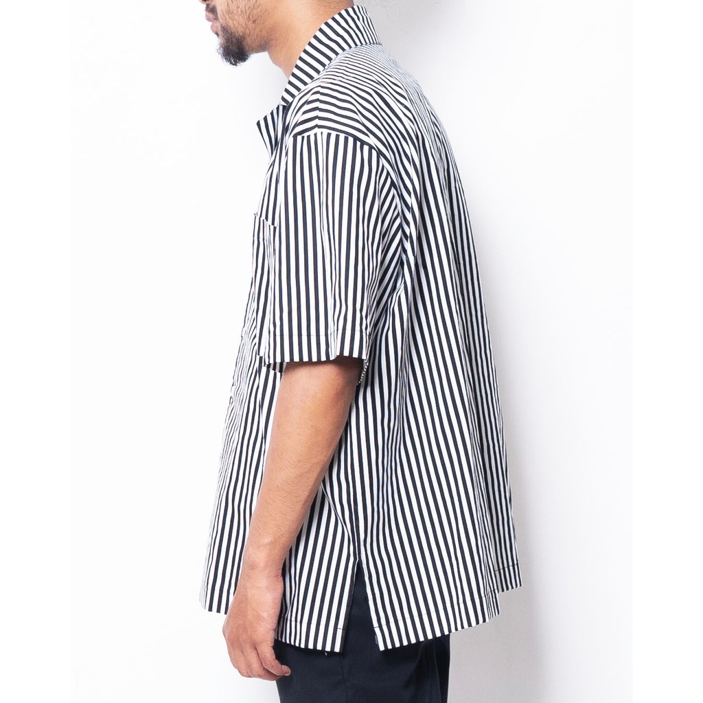 PLAIN STRIPE SHIRT - BLACK WHITE [KEMEJA SALUR]