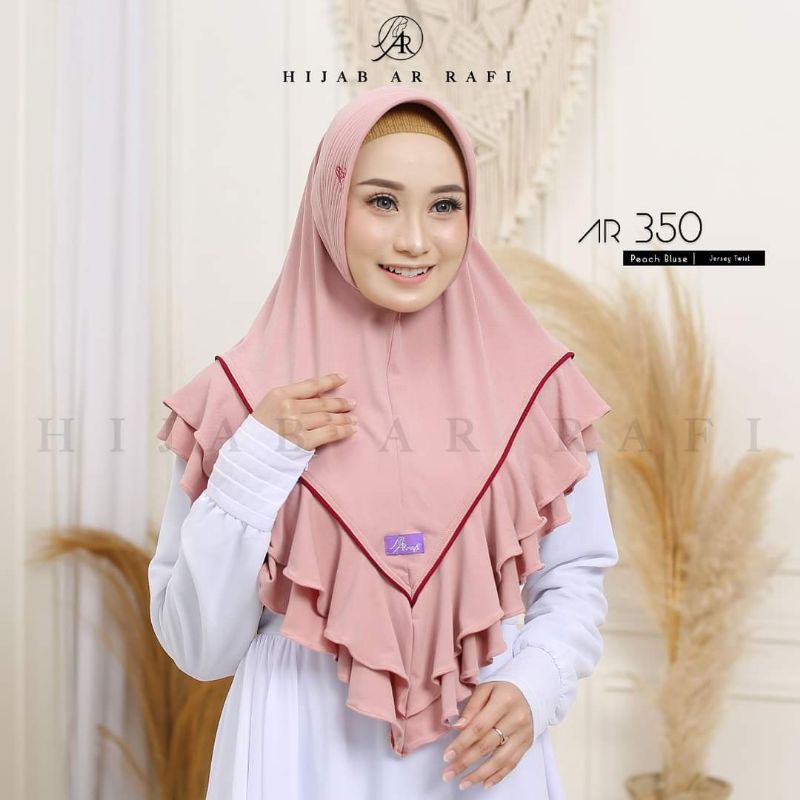 HIJAB JILBAB KERUDUNG AR RAFI BERGO RAMPLE LIST WARNA || AR RAFI 350 STD-PEACH BLUSE