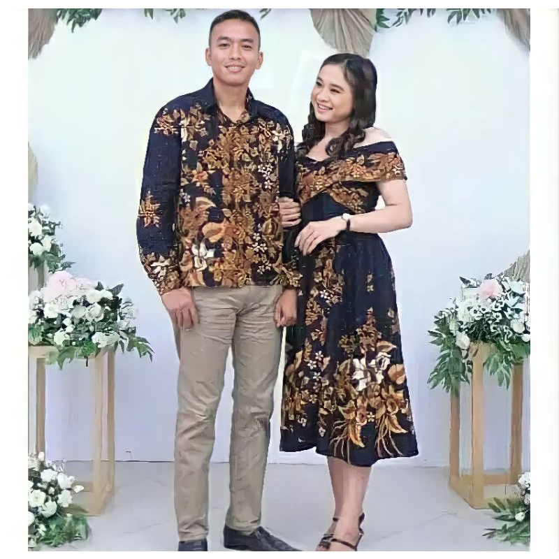 DRES BATIK WANITA TERBARU COUPLE / Gaun Batik Wanita Elegan / Couple Dres Batik