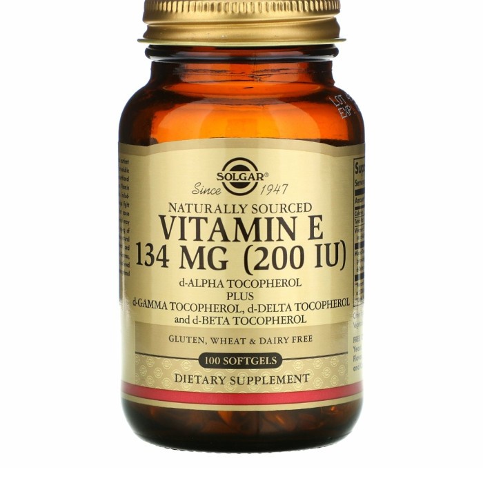 Solgar Naturally Sourced Vitamin E 134 mg 200 IU100 Softgels
