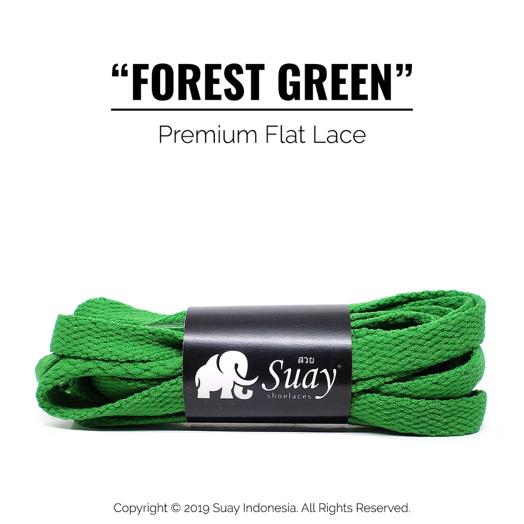 TALI SEPATU Sneaker Warna Warni Gepeng (FLAT) Panjang 115cm Suay Premium Shoelace SURABAYA-Forest Green