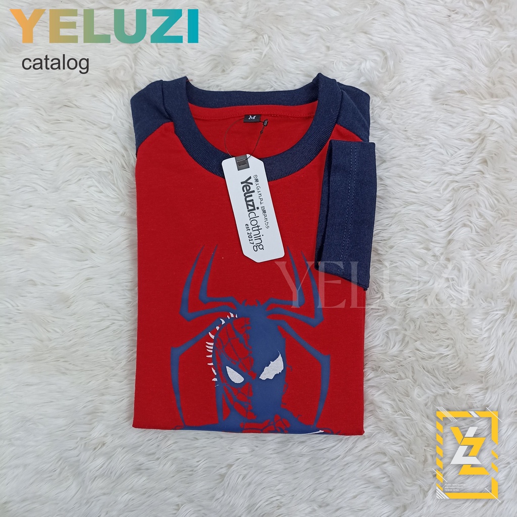 KAOS BAJU ANAK RAGLAN DISTRO MERAH NAVY YELUZI