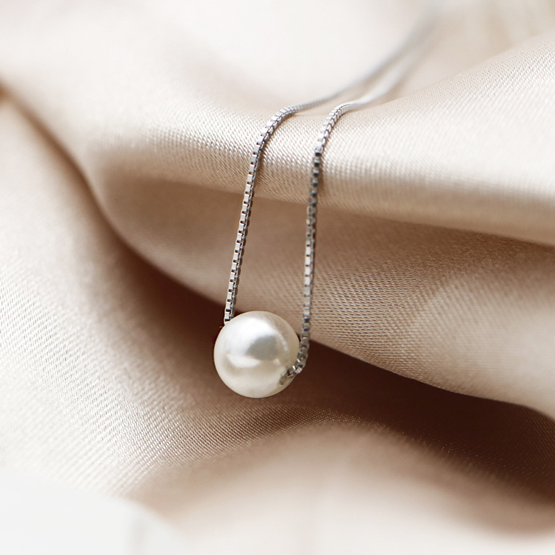 Pearl Pendant Necklace Elegant Clavicle Chain Silver Choker for Women Party Gifts Fashion Accessories