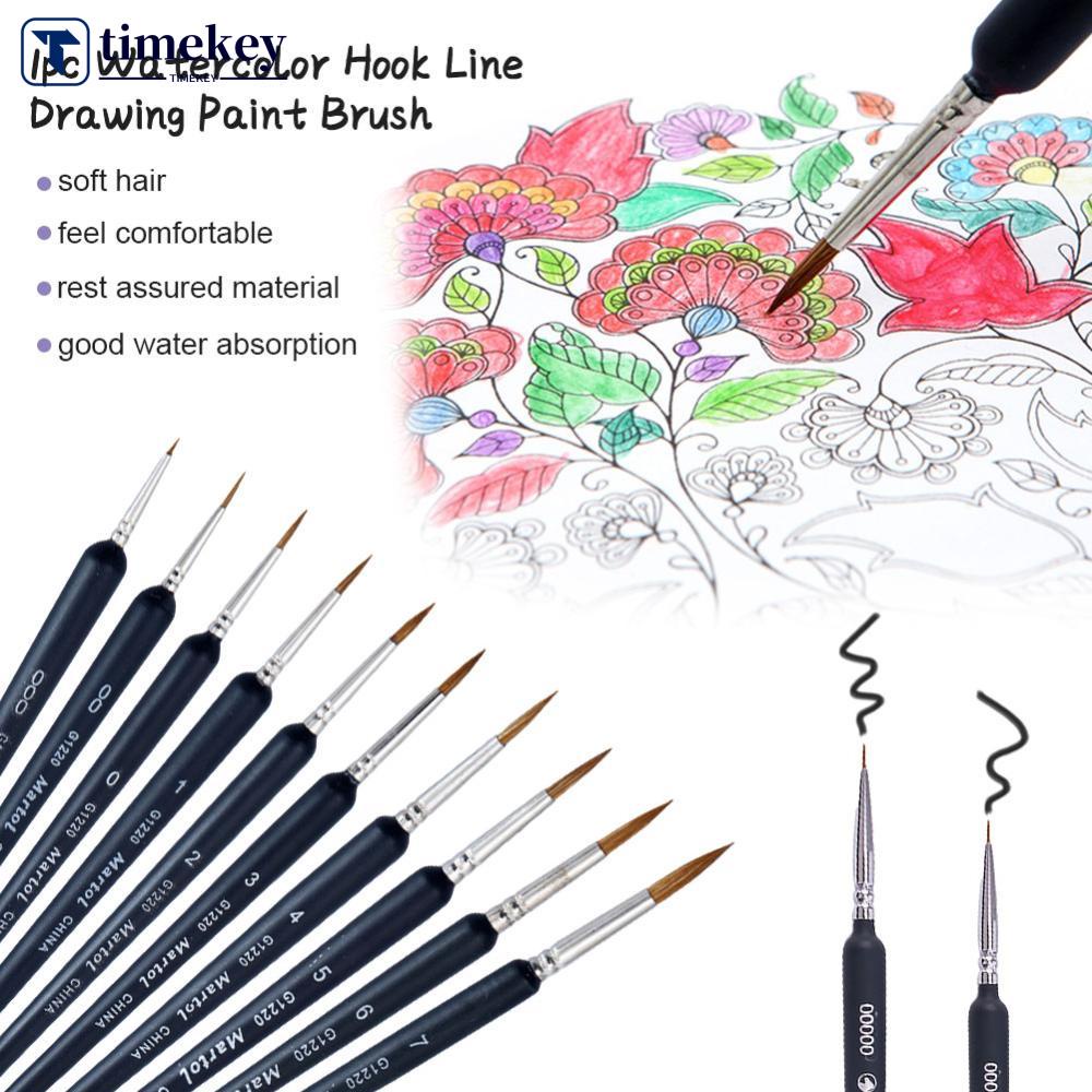 Timekey 9pcs / set Kuas Lukis Cat Air / Minyak Desain Bulu Serigala C3T1