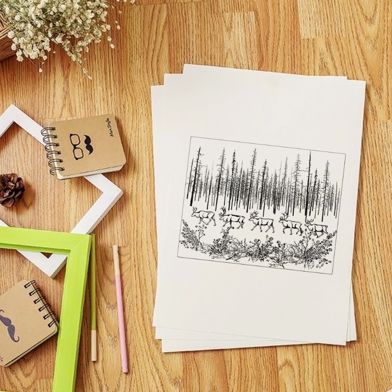 Stempel Segel Bening Bahan Silikon Desain Rusa Hutan Natal Untuk Dekorasi Album Foto Scrapbooking