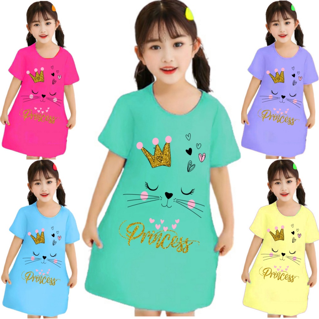 dress anak perempuan gambar mahkota cat