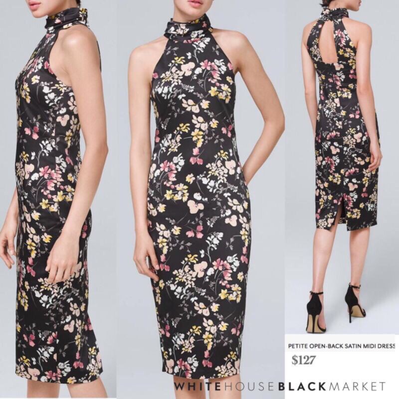 WHBM Open Back Satin Midi Dress