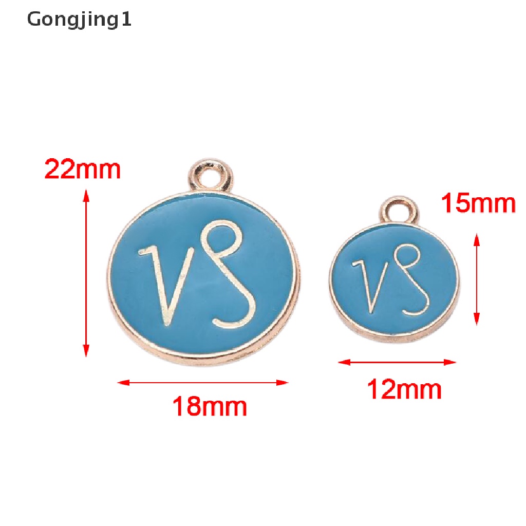 Gongjing1 12Pcs / Set Liontin Enamel Motif Rasi Bintang Untuk Aksesoris Perhiasan