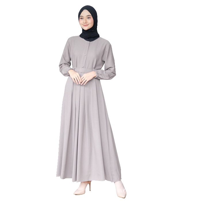 Gamis wanita terbaru 2022 kekinian original mewah EXCLUSIVE all size ABU  /Gamis wanita remaja dewas