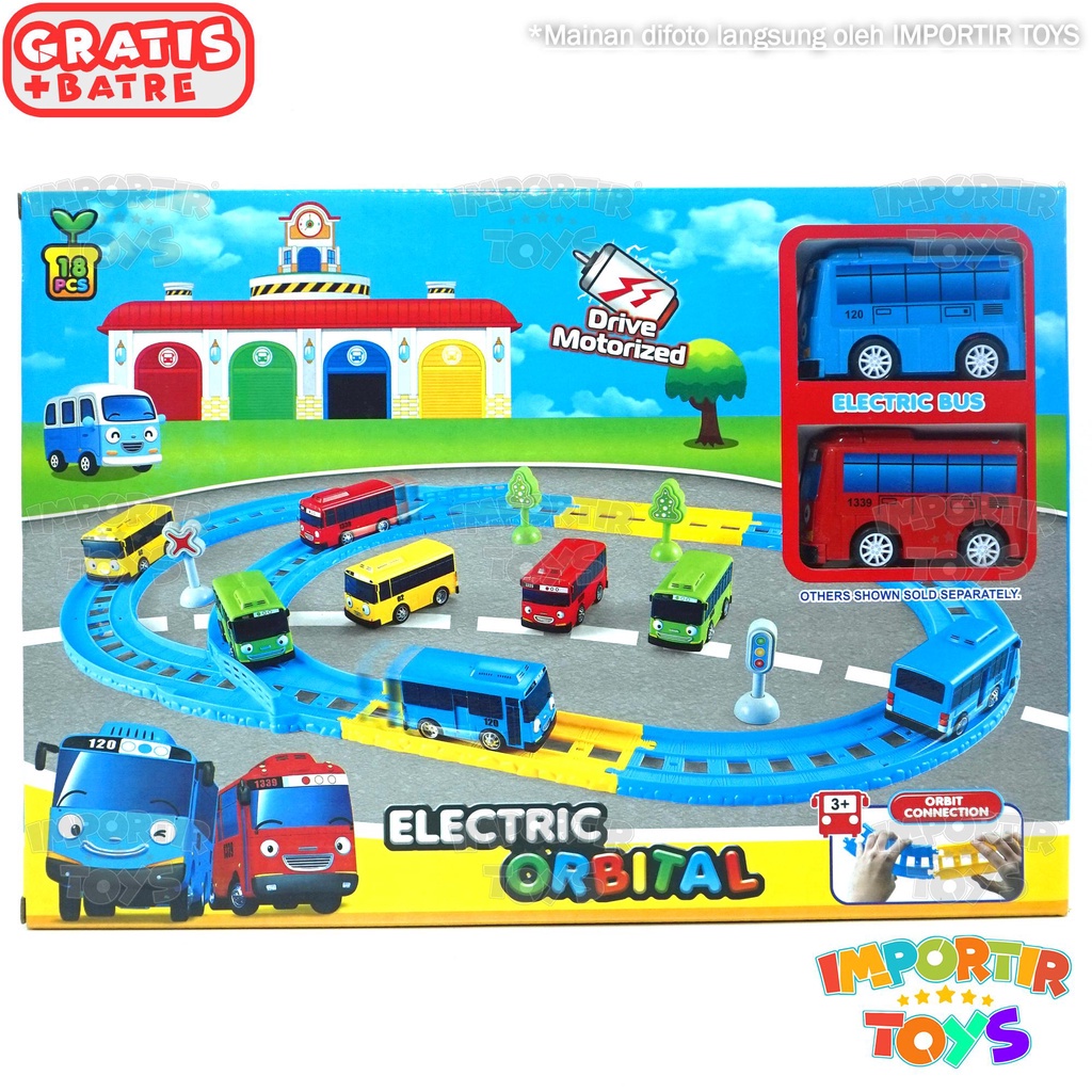 Set Mainan Big City Tayo Track Electric Bus Mainan Bis Anak Mobil-mobilan