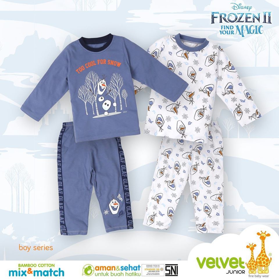 Piyama Anak Laki Laki dan Perempuan  4 Tahun VELVET JUNIOR Sz 4 (4-5 tahun) &amp;  Bamboo kaos frozen 2 II