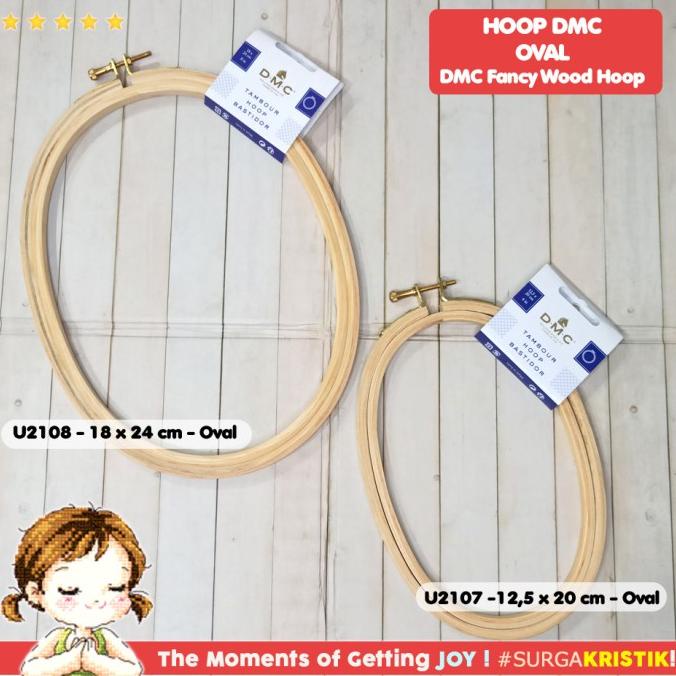 Pemidangan Hoop Sulam Kristik DMC Fancy Beech Wood Oval