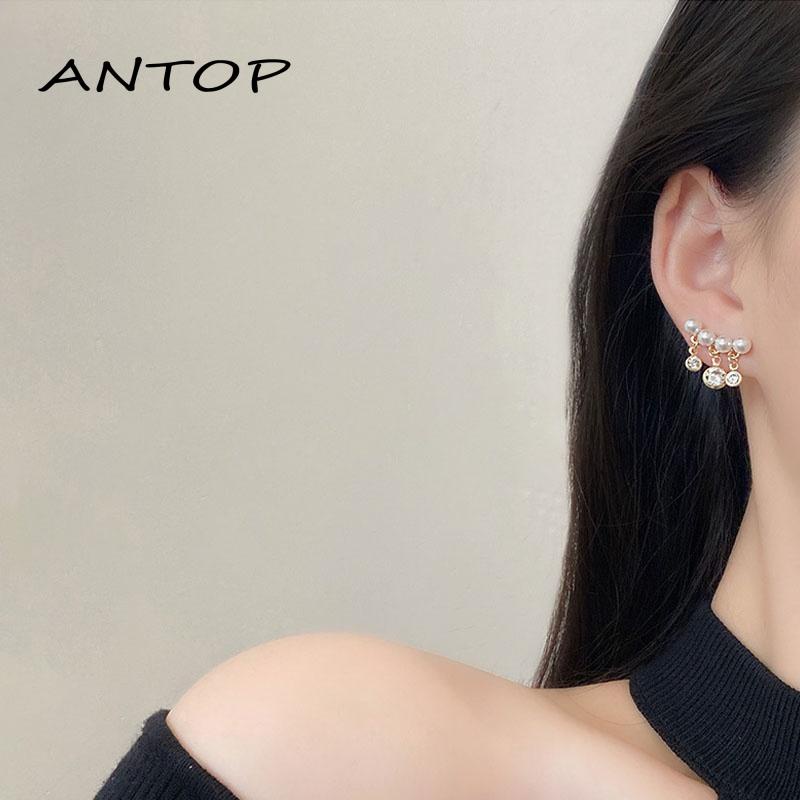 Anting Tusuk Gantung Temperament Bahan Sterling Silver 925 Hias Mutiara Gaya Perisimple Untuk Wanita