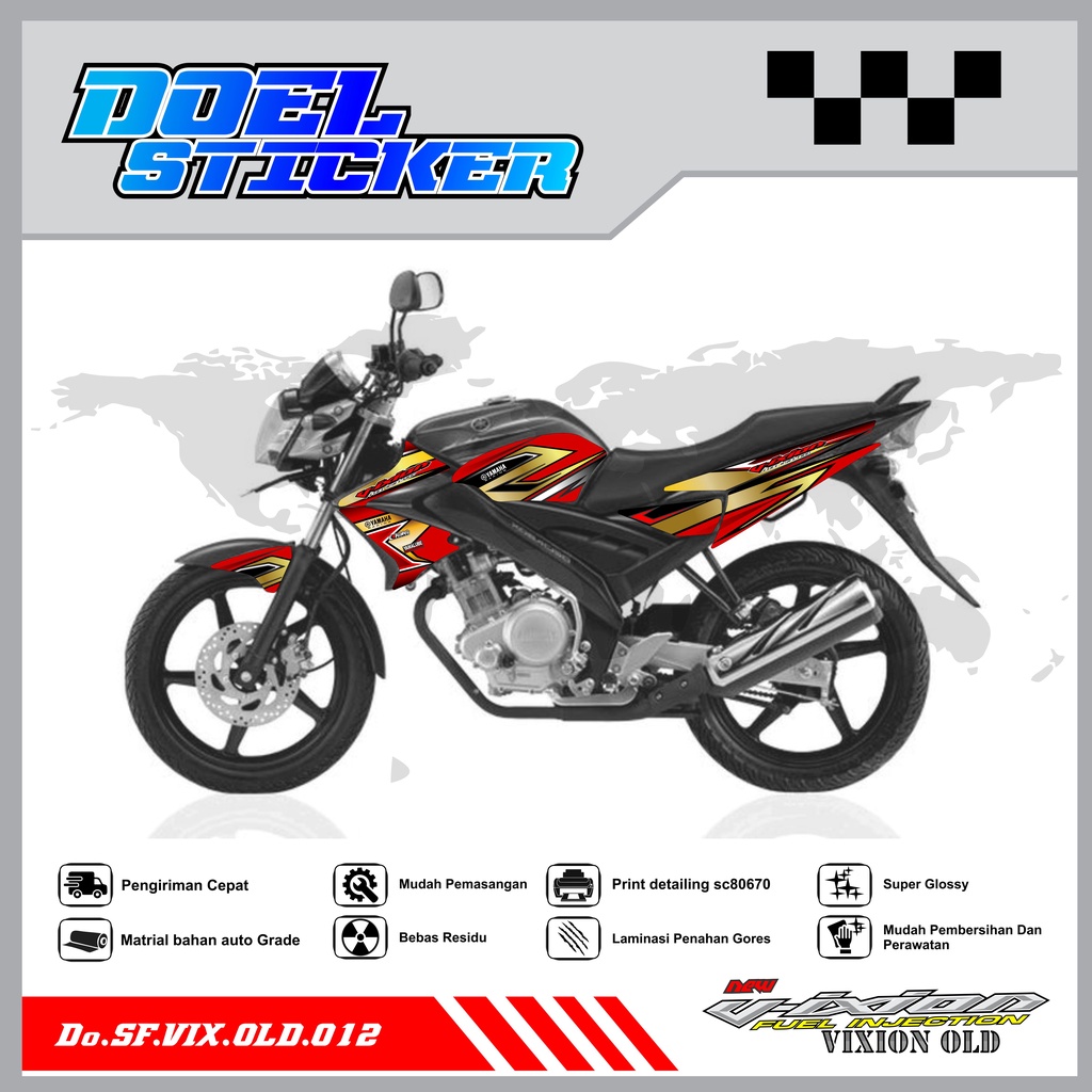 STICKER STRIPING VIXION OLD LAMA - STICKER STRIPING VIXION OLD LAMA 2008-2012 VARIASI HOLOGRAM/PELANGI , CROME DOEL 12