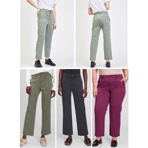 Gap Ankle Chino Pants Girlfriend High Rise Waisted | Celana Panjang Wanita