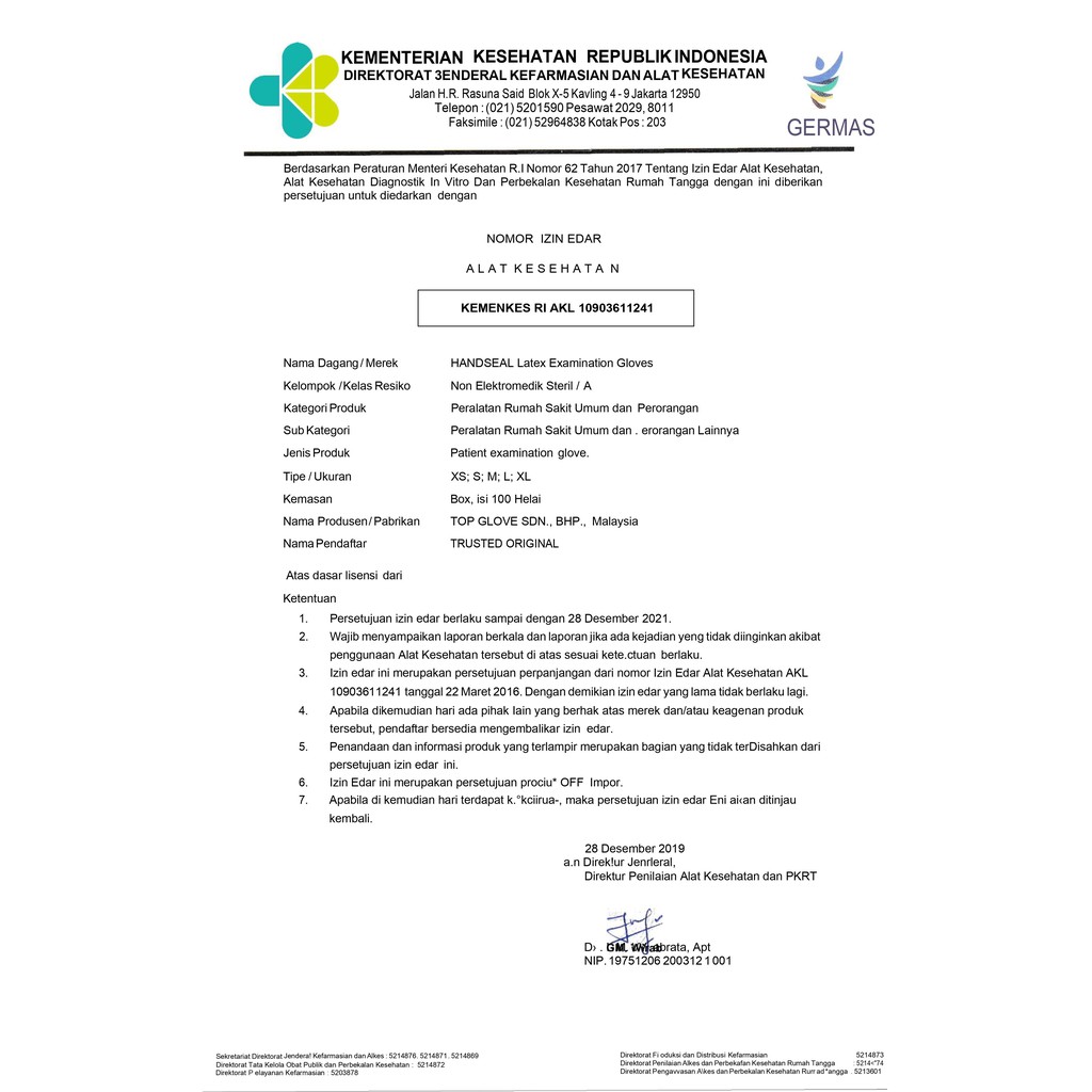 SARUNG TANGAN KARET LATEX POWDER FREE HANDSEAL - Isi 100