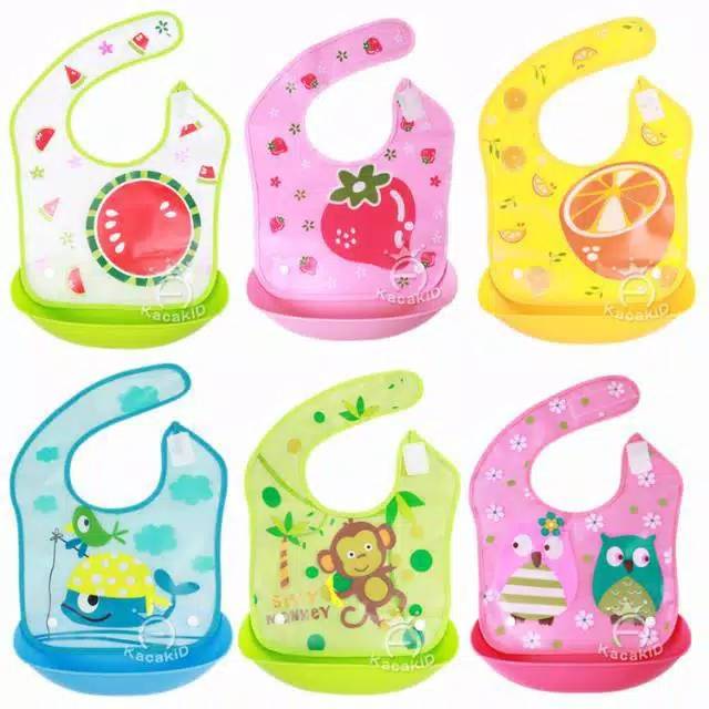 SLABBER WADAH Bib Slaber celemek waterproof makan anak bayi anti air bahan plastik eva