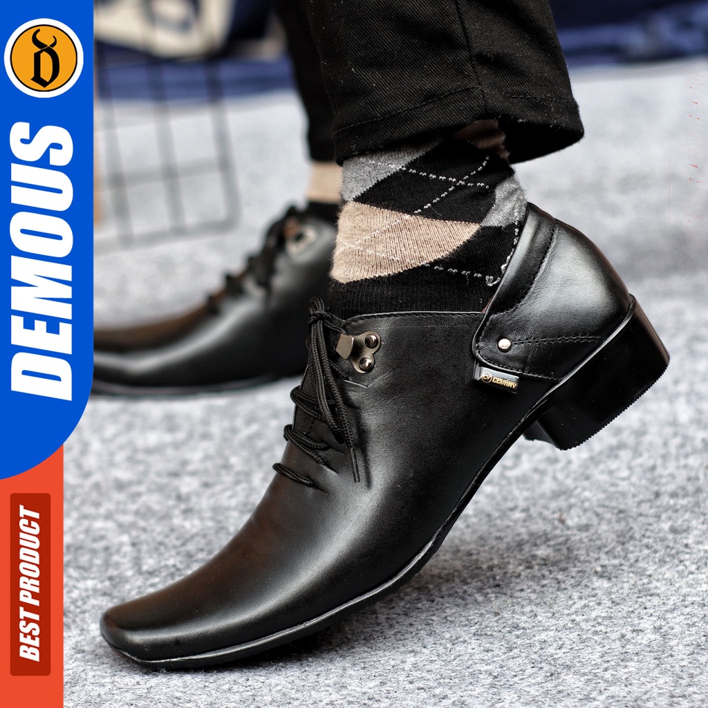 Sepatu Pantofel Pria Sepatu Formal Pria Kulit Asli Tali Sepatu Pantopel Hitam Kerja Kantor DEMOUS BONES