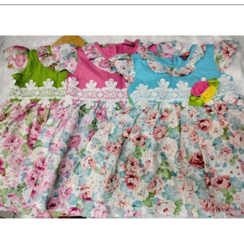 Dress Katun Jepang Anak Balita/Dress Bunga Bunga Katun Anak Perempuan