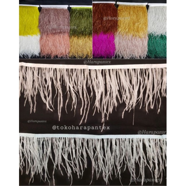 Renda Bulu METER Hiasan Pinggiran Baju Pesta Pentas Renda Aksesoris