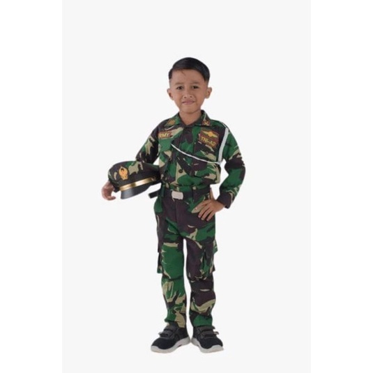 BAJU SERAGAM TENTARA ANAK LAKI DAN PEREMPUAN | SETELAN KOMPLIT | BAJU SERAGAM TNI  ANAK  | KOSTUM KARNAVAL | SERAGAM TNI ANAK