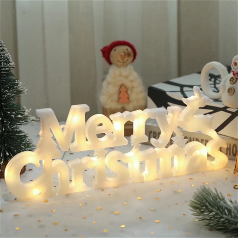 Lampu LED Tenaga Baterai Motif Tulisan Merry Christmas Untuk Dekorasi Rumah