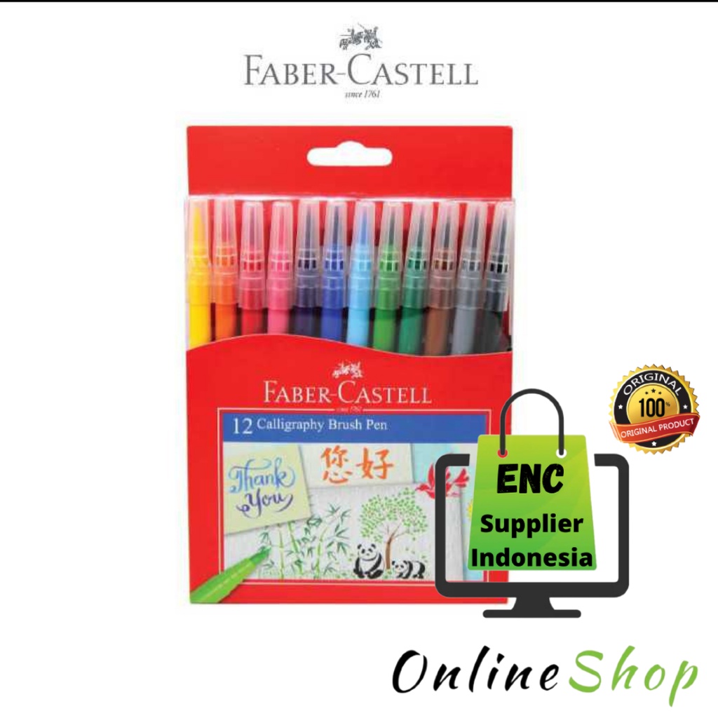 

fabercastell 12w Brush pen 12 warna faber castell calligraphy kuas per set - enc.sup