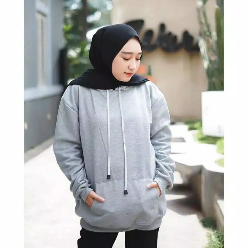 SWEATER POLOS HODIE WANITA - HOODIE OVERSIZE XXL JUMBO  - Hoddie Wanita Korean Simple Kekinian