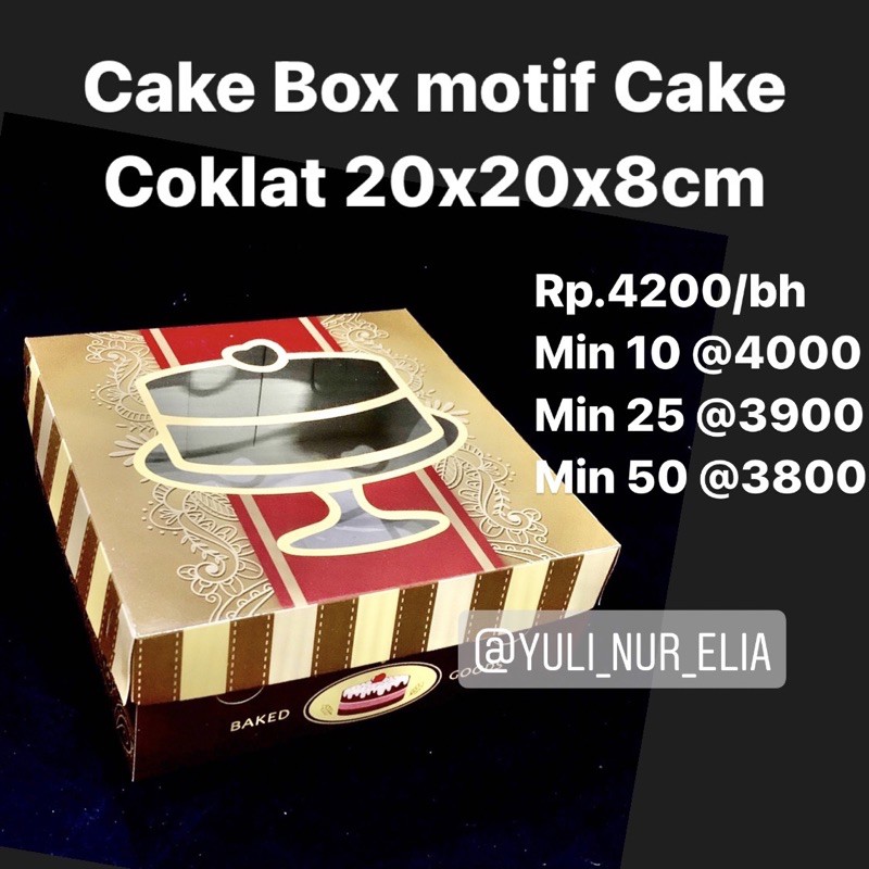 

Cake Box motif Cake Coklat 20x20x8cm