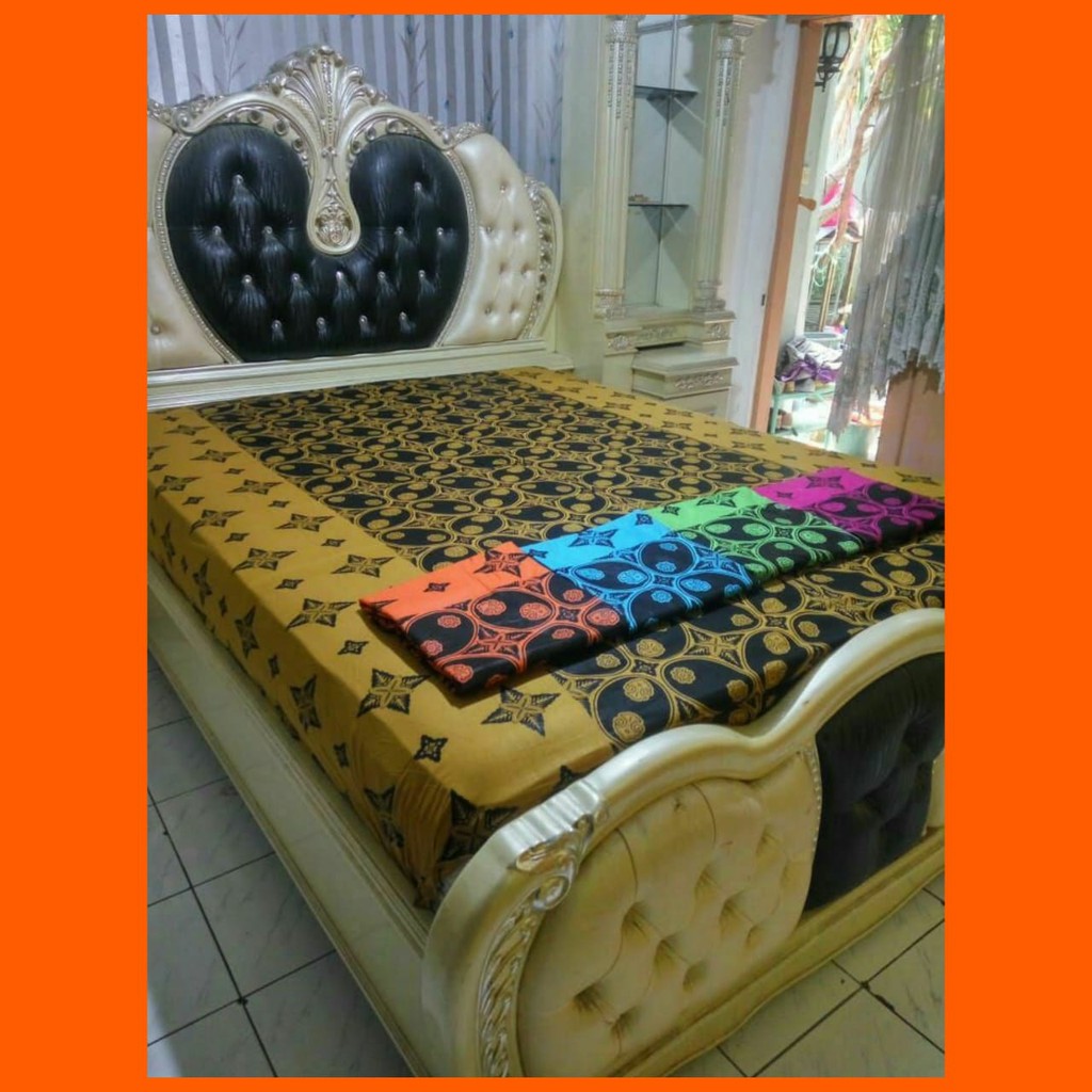 Sprei Batik motif bunga tengah Besar Ukuran 180x200cm 4 Sarung Bantal 2 Sarung Guling