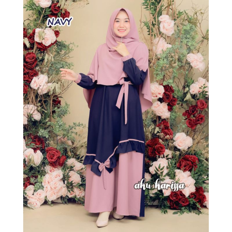 Gamis Set Yunisa Syari Original Aku Karissa Ity Crepe Berlabel Termurah Terbaru COD