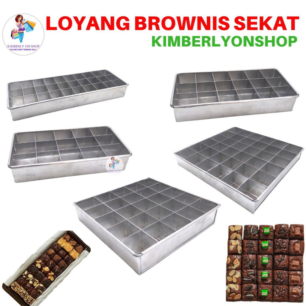 Kimberlyonshop Loyang Kue Kotak Brownies Sekat Aluminium Cetakan Bolu