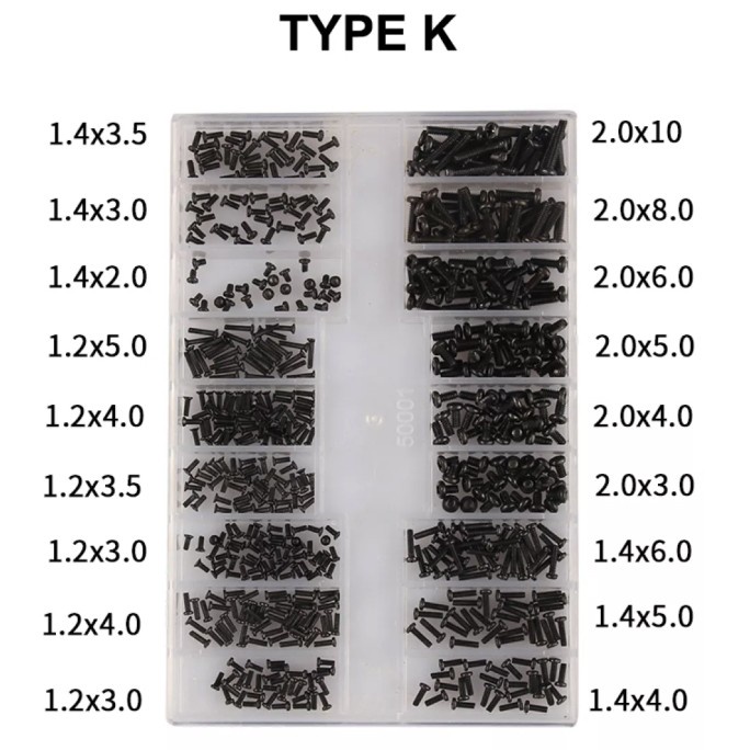 Baut Laptop 500Pcs Screw Kit Set Asus Acer Hp Dell Msi Lenovo computer