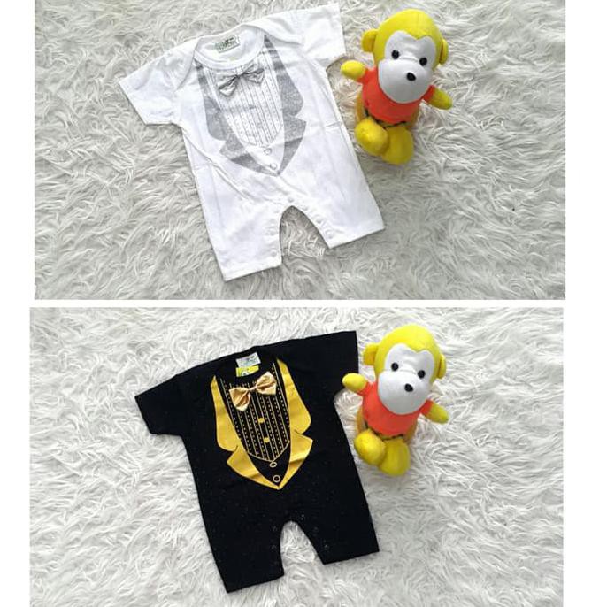 OZK Baju Baptis Romper Jumper Tuxedo Bayi Laki-Laki - hitam