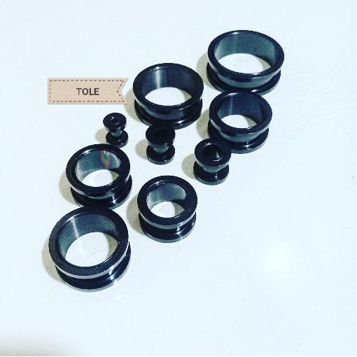 Y89W ER TELINGA / PIERCING WARNA HITAM/ PIERSING TELINGA / PERCING TINDIK PIA / PERCING PLUG BESI Be