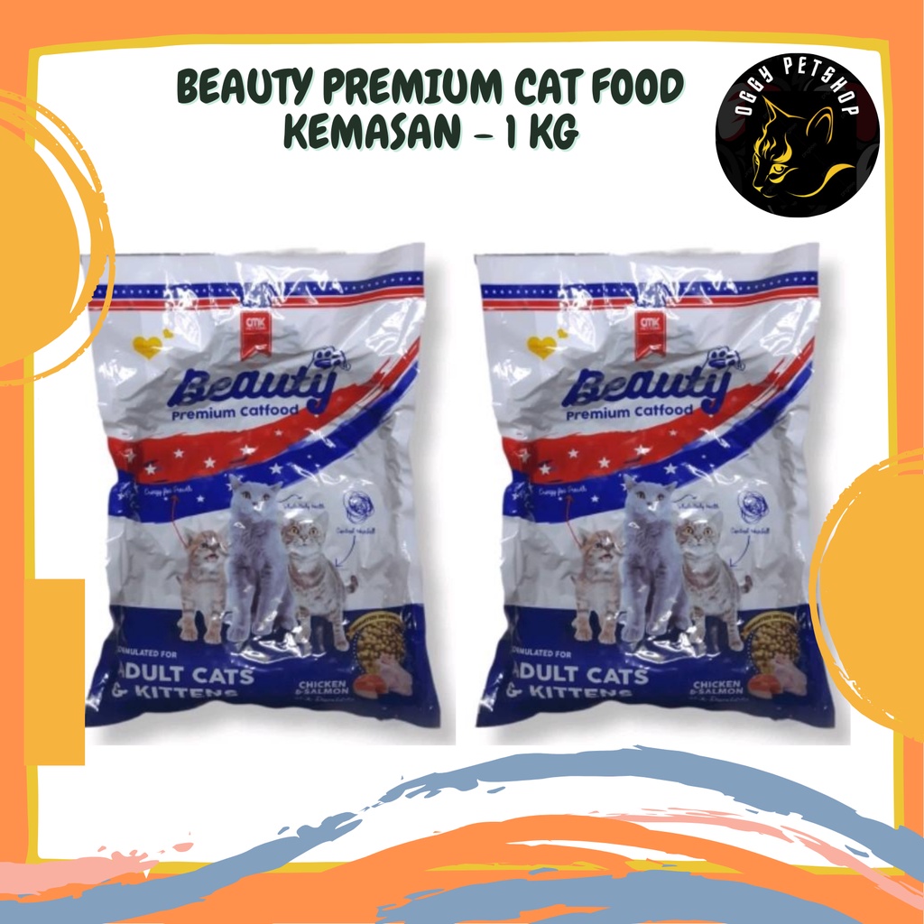 Makanan Kucing Beauty Premium Cat Food Chiken Salmon Kemasan 1 Kg