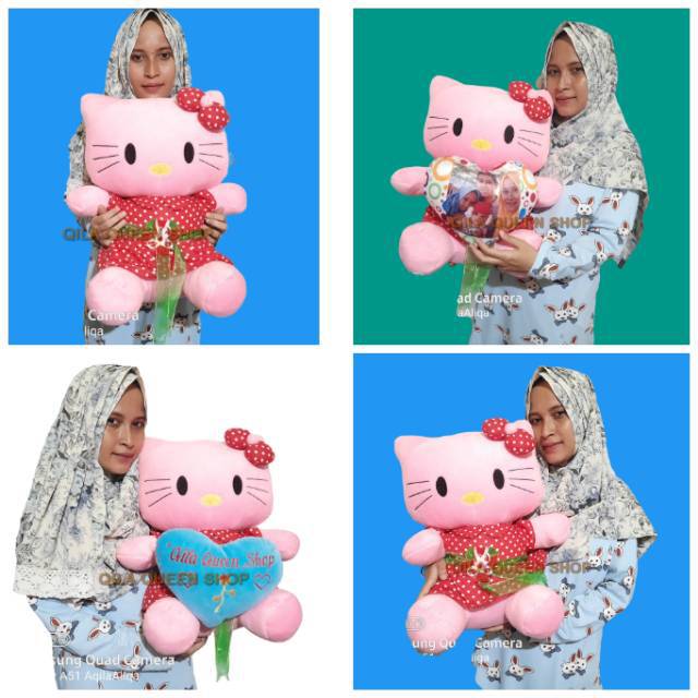 Boneka hello Kitty polkadot XL ikat pinggang UKIR NAMA CETAK PHOTO 50CM