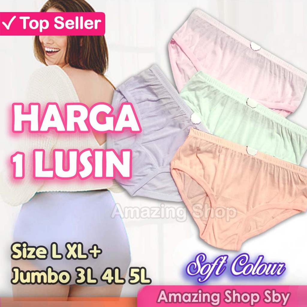 GROSIR 1 Lusin / 12Psc CD CELANA DALAM WANITA JUMBO Size L XL 3L 4L 5L CD Wanita Hamil Murah