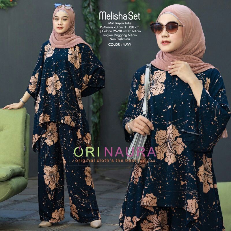 Melisha Set - One Set Jumbo Waka Waka Setelan Wanita Rayon Premium  Set Celana Panjang Batik Bigsize Kekinian