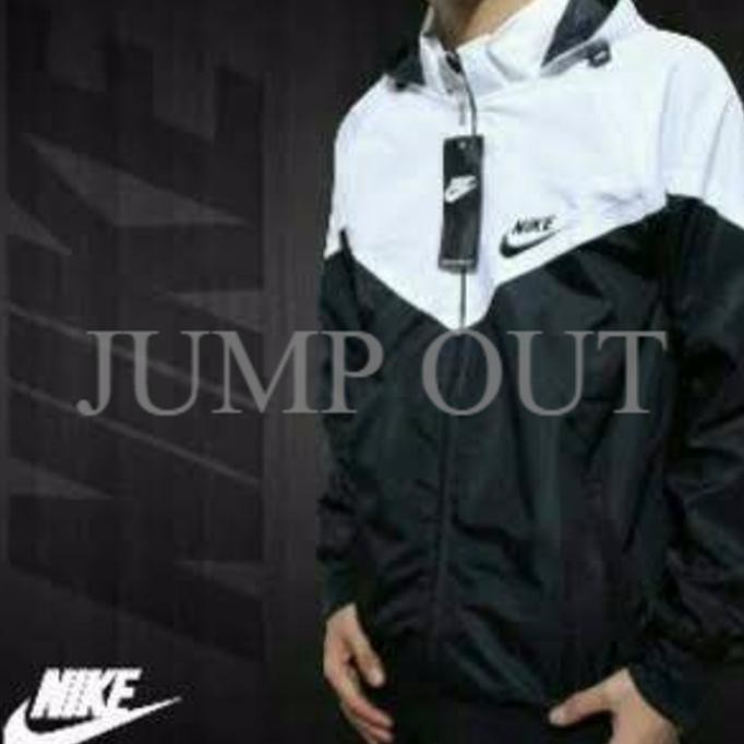 New Style Jaket Parasut Nike Windrunner Windbreaker Bisa Waterproof Putih Hitam