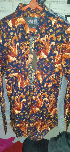 Freypv 7898 Slimfit Long Batik Black Cream M-xl Kemeja Batik