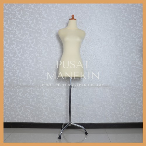 Manekin Wanita DM Krem Kaki Besi | Manekin Wanita Lapis Kain dan Busa | Manekin Setengah Badan Wanit